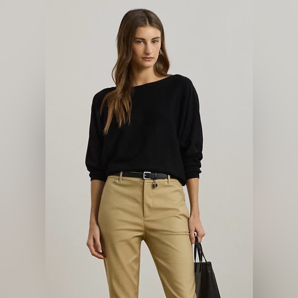 NWT Lauren Ralph Lauren Black Boatneck Dolman Sweater